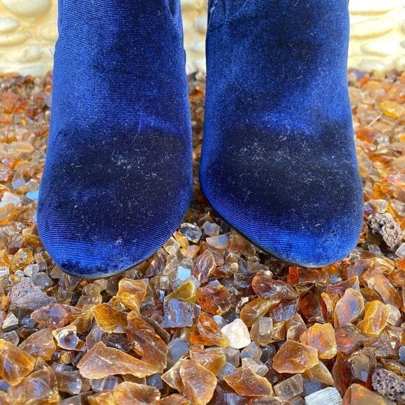 Steven Madden Blue Edit Zip Up Velvet Block Heel Ankle Boots Sz 7 EUC - Picture 7 of 9